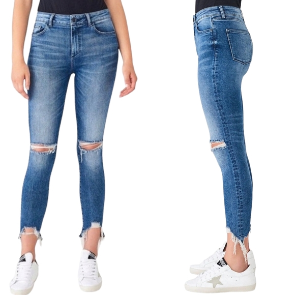 DL1961 Farrow Ankle Instaslim High Rise Skinny Jean Distressed Raw Hem 24 - Picture 11 of 11
